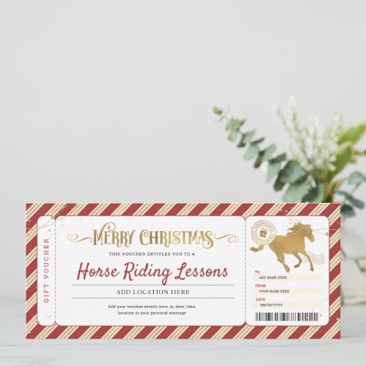 Paardrijlessen Kerstcadeaukaart Ticket Cadeaubon Kaart (Staand voorkant)