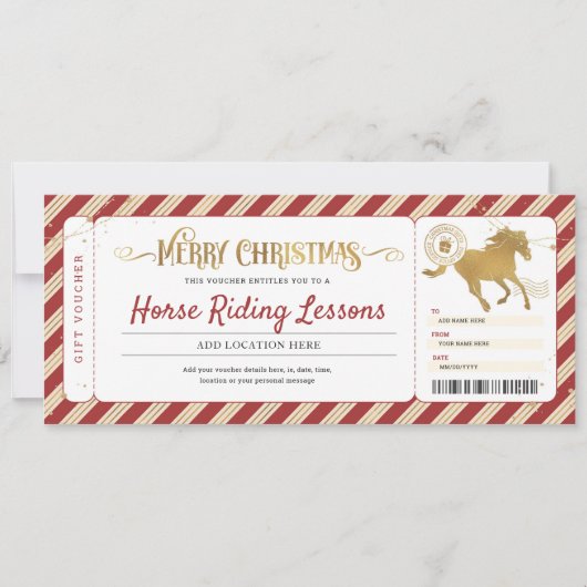 Paardrijlessen Kerstcadeaukaart Ticket Cadeaubon Kaart (Voorkant)