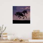 Paardse dans op zonsondergang poster (Keuken)