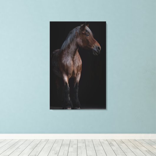 Paardse fotografie canvas afdruk (Insitu (Houten vloer))