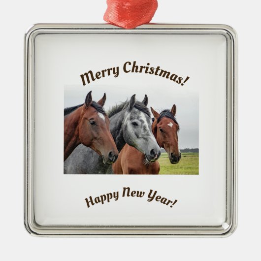 Paardse keramische Ornament met kerstmis (Voorkant)