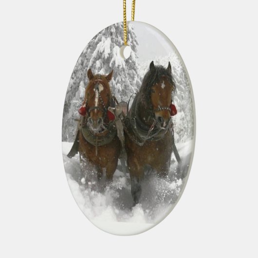 paardse kerst keramisch ornament (Links)