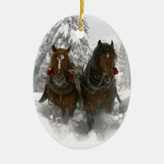 paardse kerst keramisch ornament