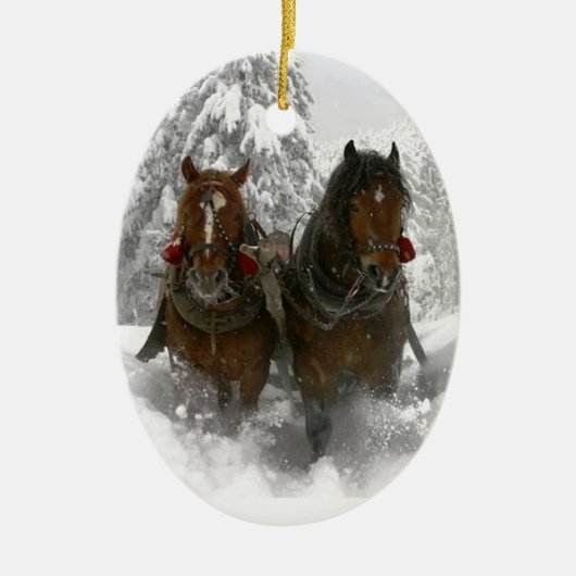 paardse kerst keramisch ornament (Voorkant)