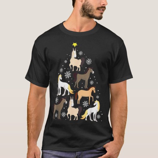 Paardse kerstboom Cute Equestrian Gift T-shirt (Voorkant)