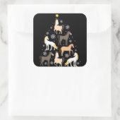 Paardse kerstboom Cute Equestrian Gift Vierkante Sticker (Tas)