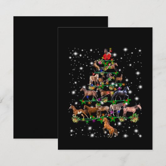 Paardse kerstboom met vlieglicht bedankkaart (Voorkant / Achterkant)
