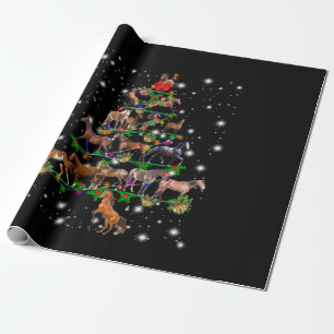 Paardse kerstboom met vlieglicht cadeaupapier