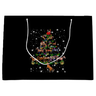Paardse kerstboom met vlieglicht groot cadeauzakje