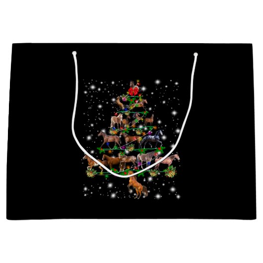 Paardse kerstboom met vlieglicht groot cadeauzakje (Voorkant)