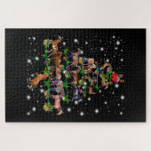 Paardse kerstboom met vlieglicht legpuzzel (Horizontaal)