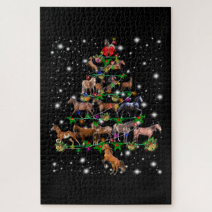 Paardse kerstboom met vlieglicht legpuzzel