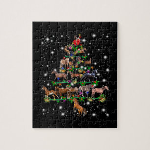 Paardse kerstboom met vlieglicht legpuzzel