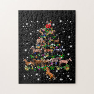 Paardse kerstboom met vlieglicht legpuzzel