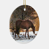 Paardse kerstversiering keramisch ornament (Rechts)