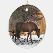 Paardse kerstversiering keramisch ornament (Links)