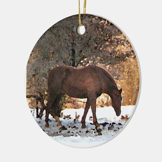 Paardse kerstversiering keramisch ornament (Links)