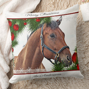 Paardse kerstvirustsport paardenkoestenpaard Cute  Kussen