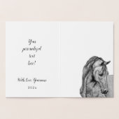 Paardse kunst die Happy Birthday tekent voor hem Folie Kaarten (Binnen)