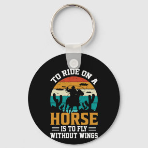 Paardse kunst om op een paard te rijden sleutelhanger