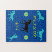 Paardse Lover puzzel met gepersonaliseerde naam. Legpuzzel (Horizontaal)