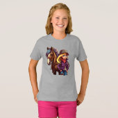 Paardse meisjes grappige pony t-shirt (Voorkant volledig)