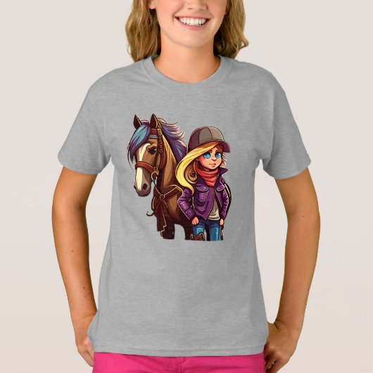 Paardse meisjes grappige pony t-shirt (Voorkant)