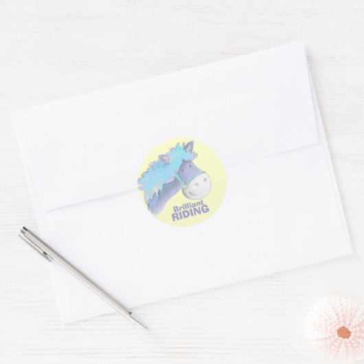 Paardse pony op gele sticker (Envelop)