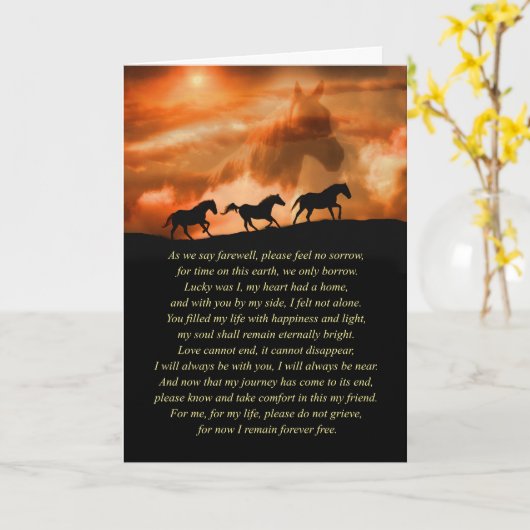 Paardse sympathie Spiritueel gedenkteken Kaart (Gele Bloem)