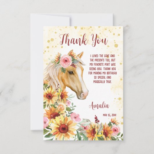 Paardse zonnebloemen cowgirl Bedankt voor je verja (Voorkant)