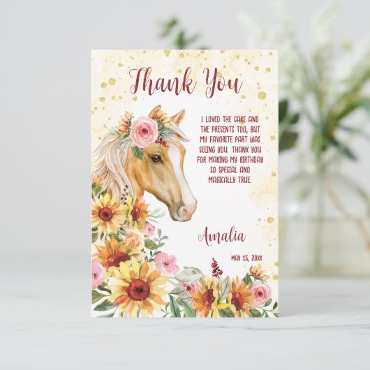 Paardse zonnebloemen cowgirl Bedankt voor je verja (Staand voorkant)