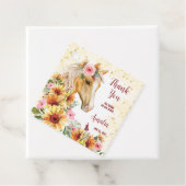 Paardse zonnebloemen verjaarfeest gepersonaliseerd bedankjes labels (In situ)