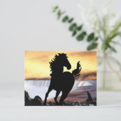 Paardsilhouet en waterval briefkaart (Staand voorkant)
