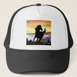 Paardsilhouet en waterval trucker pet