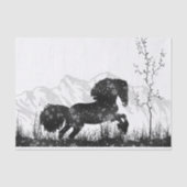 Paardverschuiving door het sneeuwwintergebergte tissuepapier (Voorkant)