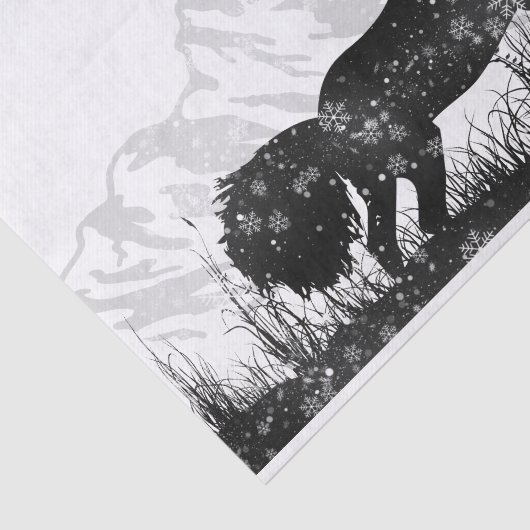 Paardverschuiving door het sneeuwwintergebergte tissuepapier (Detail)