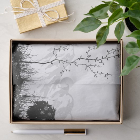 Paardverschuiving door het sneeuwwintergebergte tissuepapier (Geschenk)