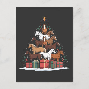 Paardvormige kerstboom Equine Kerstmis Aankondigingskaart