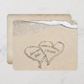 paarhart op strand - Bewaar de Datum Save The Date (Voorkant / Achterkant)