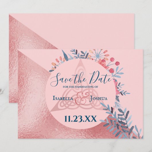 Paarle Waterverf Floral Pagan Save the Date (Voorkant / Achterkant)