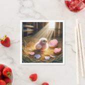 Paaroze kuiken met gingham eierschaal servet (Insitu)