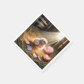 Paaroze kuiken met gingham eierschaal servet (Hoek)