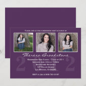 Paars 2012 Graduation Invitation Kaart (Voorkant / Achterkant)