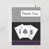 paars 3 ozen vegas bruiloft briefkaart (Voorkant / Achterkant)