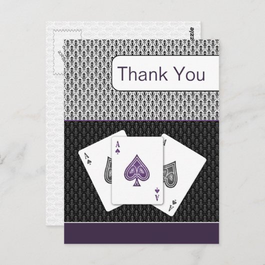 paars 3 ozen vegas bruiloft briefkaart (Voorkant / Achterkant)