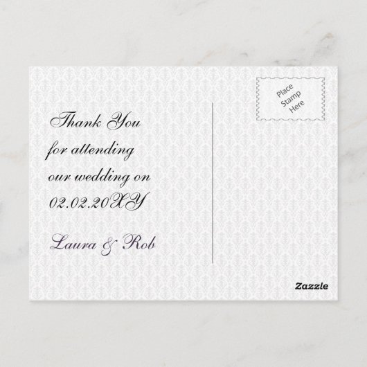 paars 3 ozen vegas bruiloft briefkaart (Achterkant)