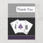 paars 3 ozen vegas bruiloft briefkaart (Voorkant)