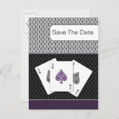 paars 3 ozen vegas bruiloft met uitzondering van d aankondigingskaart (Voorkant / Achterkant)