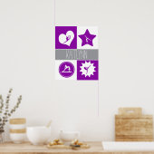 Paars 4 Squares Gymnastiek met monogram Poster (Keuken)