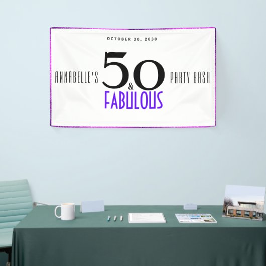Paars 50 en Fabulous 50th Birthday Party Bash Spandoek (Beurs)